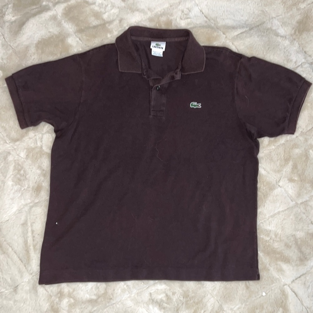 🎀 Brown size 5 (large) mens lacoste polo shirt like new